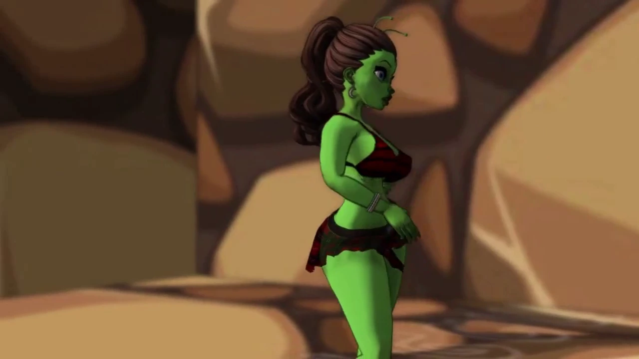 A sultry, green-skinned vixen with a voluptuous derriere materializes through a gateway, craving the colossal ebony shaft of a stud named Will Powers. Their erotic rendezvous unfolds with AI-powered commentary, amplifying the viewing experience.